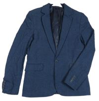 Tmavomodré lněné společenské sako H&M