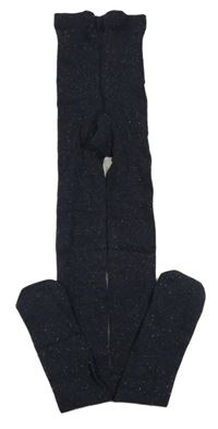 Tmavomodro-barevné vzorované punčocháče 