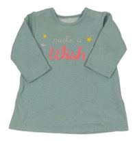 Světlemodré třpytivé teplákové šaty s nápisem M&S