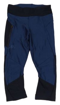 Tmavomodro-černé melírované sportovní crop legíny Kalenji