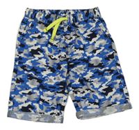 Modro-bílo-černé army plátěné kraťasy 