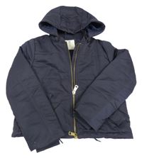 Tmavomodrá šusťáková zateplená bunda s kapucí H&M