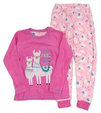 Neonově růžové fleecové pyžamo s lamami Dunnes