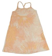 Meruňkvo-bílo-růžové batikované šaty H&M