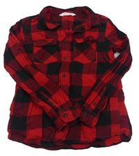 Červeno-černá kostkovaná košile H&M