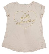 Světlerůžové tričko se srdíčkem s nápisem H&M