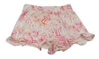 Bílo-růžovo-oranžové vzorované kraťasy s volánky zn. River Island