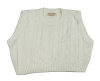 Bílá vzorovaná svetrová crop vesta 