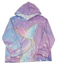 Fialovo-modrá mikina s hvězdami a ocasem a kapucí 