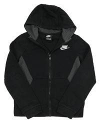 Černo-šedá propínací mikina s logem a kapucí Nike