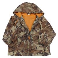 Hnědo-khaki army šusťáková jarní bunda s kapucí 