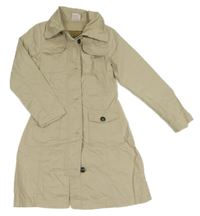 Béžový šusťákový dlouhý jarní kabát Yigga