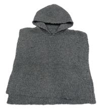 Tmavošedé svetrové pončo s kapucí Primark