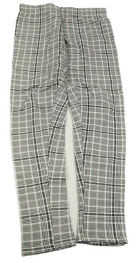 Černo-bílo-růžové kostkované zateplené legíny Page one young