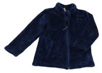 Tmavomodrá plyšová propínací mikina Pusblu 