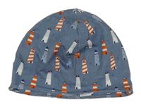 Šedomodrá čepice s majáky 