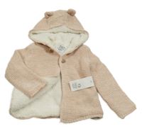 Nové - Světlerůžový propínací zateplený svetr s kapucí F&F