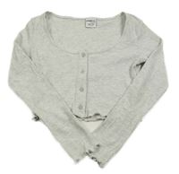 Světlešedé žebrované crop triko Page one young