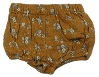 Hnědé květované kraťasy Vertbaudet