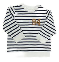 Bílo-tmavomodrá pruhovaná mikina s číslem H&M