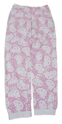 Bílo-růžové pyžamové kalhoty s Hello Kitty 