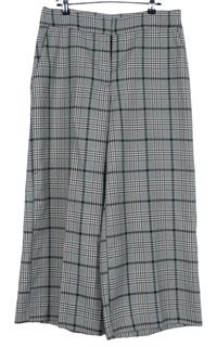 Dámské černo-bílo-rezavé kostkované culottes kalhoty zn. H&M