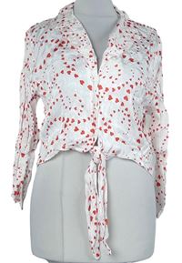 Dámská bílo-červená srdíčkovaná crop halenka s uzlem zn. Topshop 
