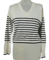 Dámský bílo-černý pruhovaný crop lehký svetr H&M
