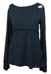 Dámské černo-modré vzorované triko s průstřihem Zergatik 