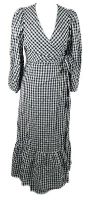 Dámské černo-bílé kostkované plátěné zavinovací šaty George 