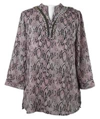 Dámská růžovo-černá vzorovaná halenka s kamínky Maloo