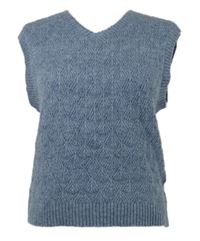 Dámská modrošedá vzorovaná svetrová vesta 