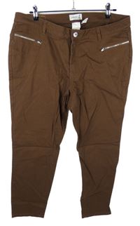 Dámské hnědé plátěné skinny kalhoty Collection L