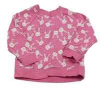 Růžová puntíkovaná mikina s králíčky Mothercare 