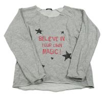 Šedá mikina s nápisem