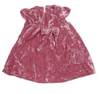 Růžové plyšové šaty s mašlí zn. Next