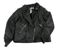 Černá koženková zateplená bunda se cvočky Orchestra