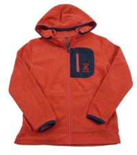 Červeno-tmavomodrá fleecová propínací mikina s kapucí Dunnes