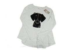 Nové - Bílé triko s pejskem z flitrů TU