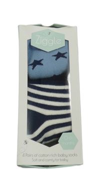 Nové - 3x ponožky modré+ bílé s dinem+ pruhované 