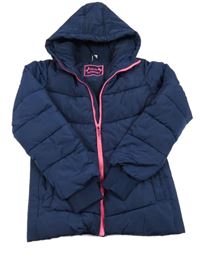 Tmavomodrá šusťáková zimní bunda s kapucí Yigga