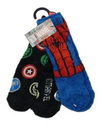 Nové - 2x chlupaté ponožky s Avengers modré+ černé Marvel 
