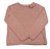 Růžov třpytivý lehký svetr s mašlí H&M