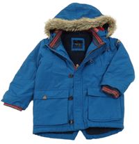 Modrá šusťáková zimní bunda s kapucí Next