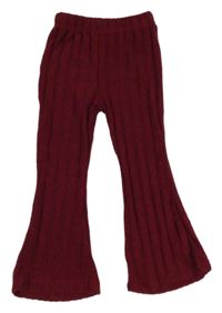 Červené melírované úpletové žebrované flare kalhoty 