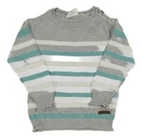 Šedo-bílo-modrý pruhovaný svetr Topomini