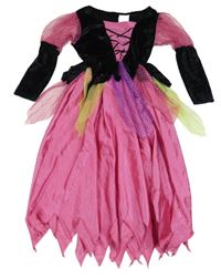 Kostým- černo-růžové šaty vel.122-140