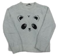 Světlemodrý chlupatý svetr s pandou C&A