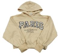 Béžová crop mikina s nápisem a kapucí Page one young 