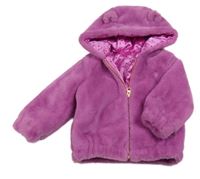 Fuchsiová kožešinová zateplená bunda s kapucí Nutmeg